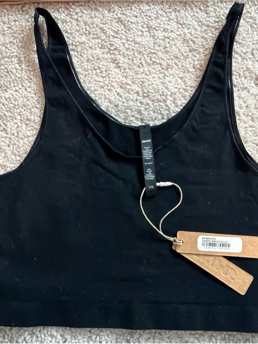 Skims Hosiery Bralette NWT Lot of 2 Sz L / XL Tan & Black - Picture 2 of 7